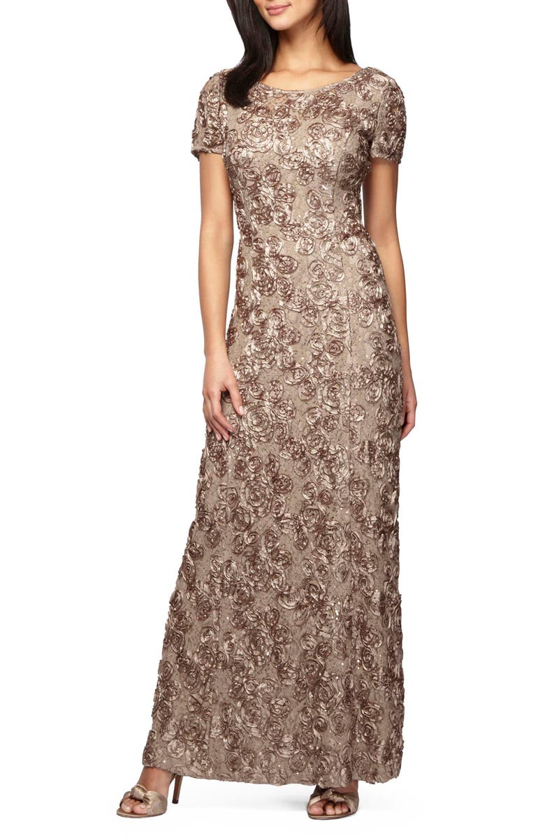 Alex Evenings Embellished Lace A-Line Evening Gown, Main, color, 