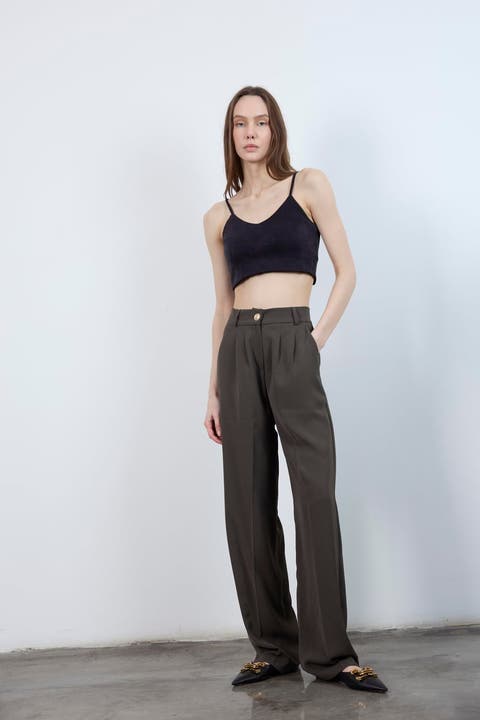 Elara High Waist Pleated Pants