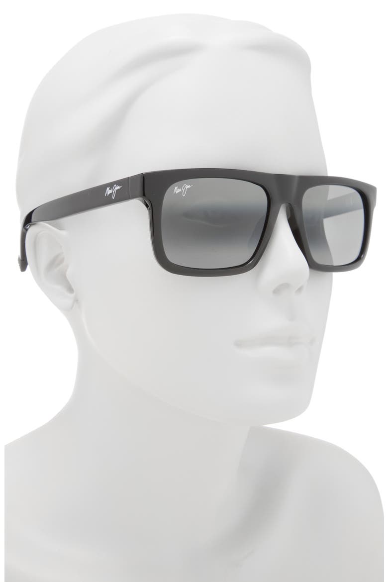 56mm Polarized Square Sunglasses, Alternate, color, BLACK BLACK GREY