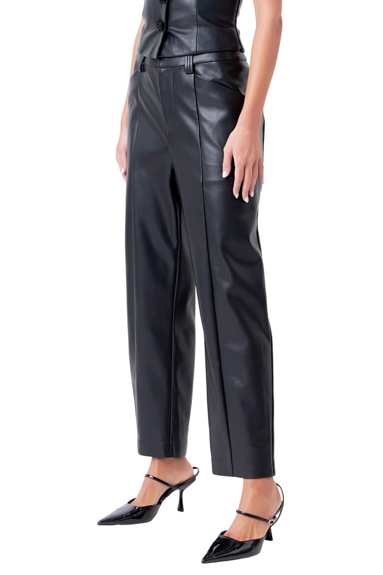 Faux Leather Pants, Alternate, color, JET BLACK