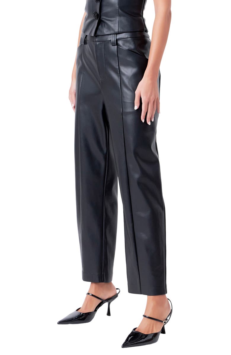 Endless Rose Faux Leather Pants, Alternate, color, Jet Black