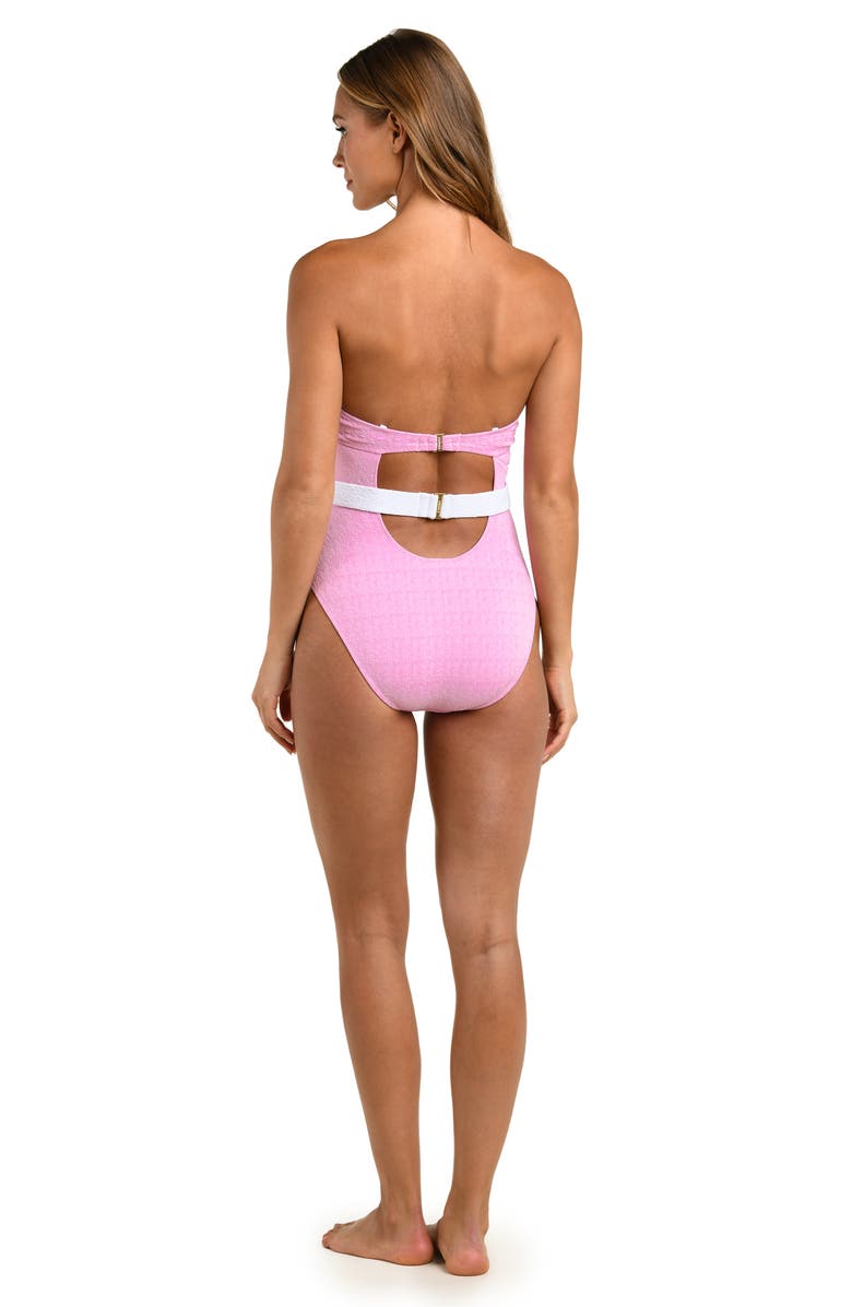 L'AGENCE Amie Colorblock Jacquard One-Piece Swimsuit, Alternate, color, Blush