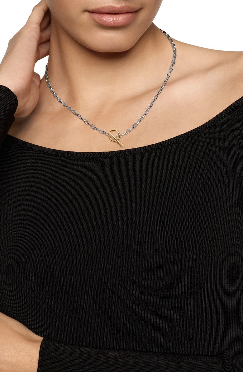 David Yurman DY Madison<sup>®</sup> Toggle Chain Necklace in Sterling Silver with 18K Yellow Gold, 3mm, Alternate, color, Silver