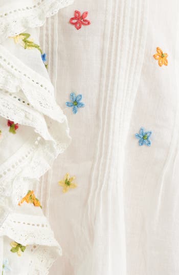 Hettie Embroidered Ruffle Organic Cotton Top