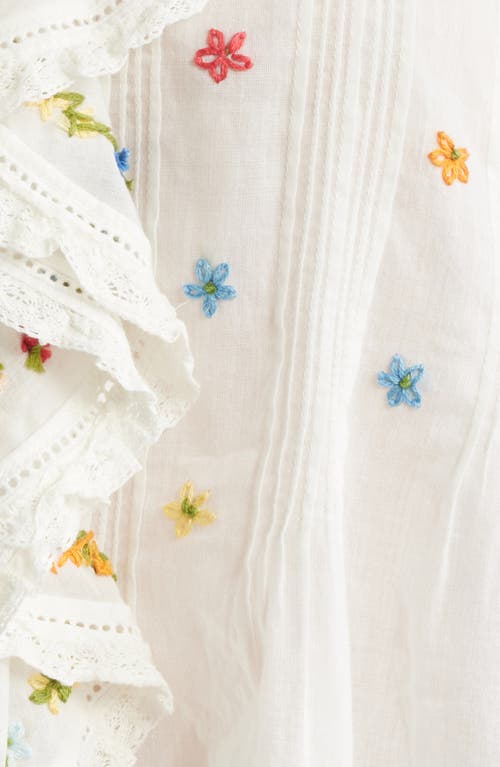 Doen Dôen Hettie Embroidered Ruffle Organic Cotton Top In Neutral