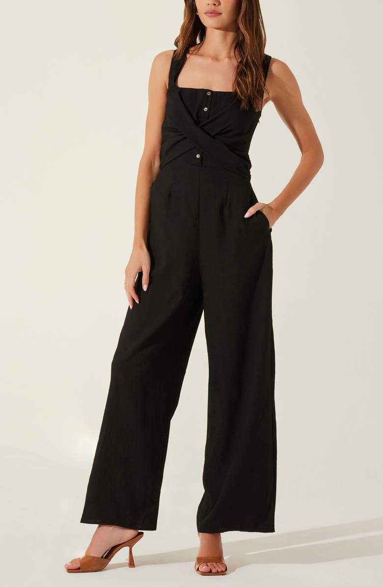 ASTR the Label Cross Front Jumpsuit, Alternate, color, Black