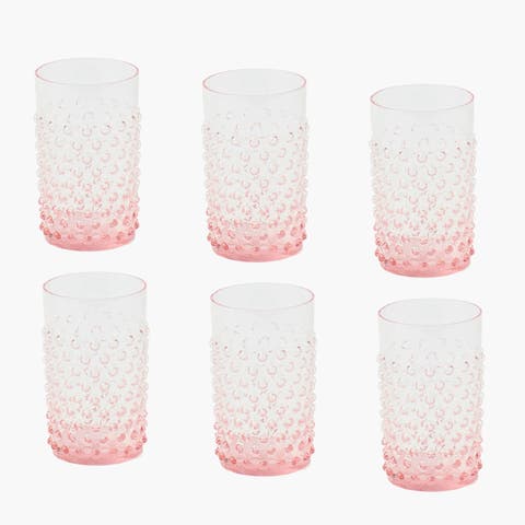 Rose Pink Hobnail Glasses (Set of 6)