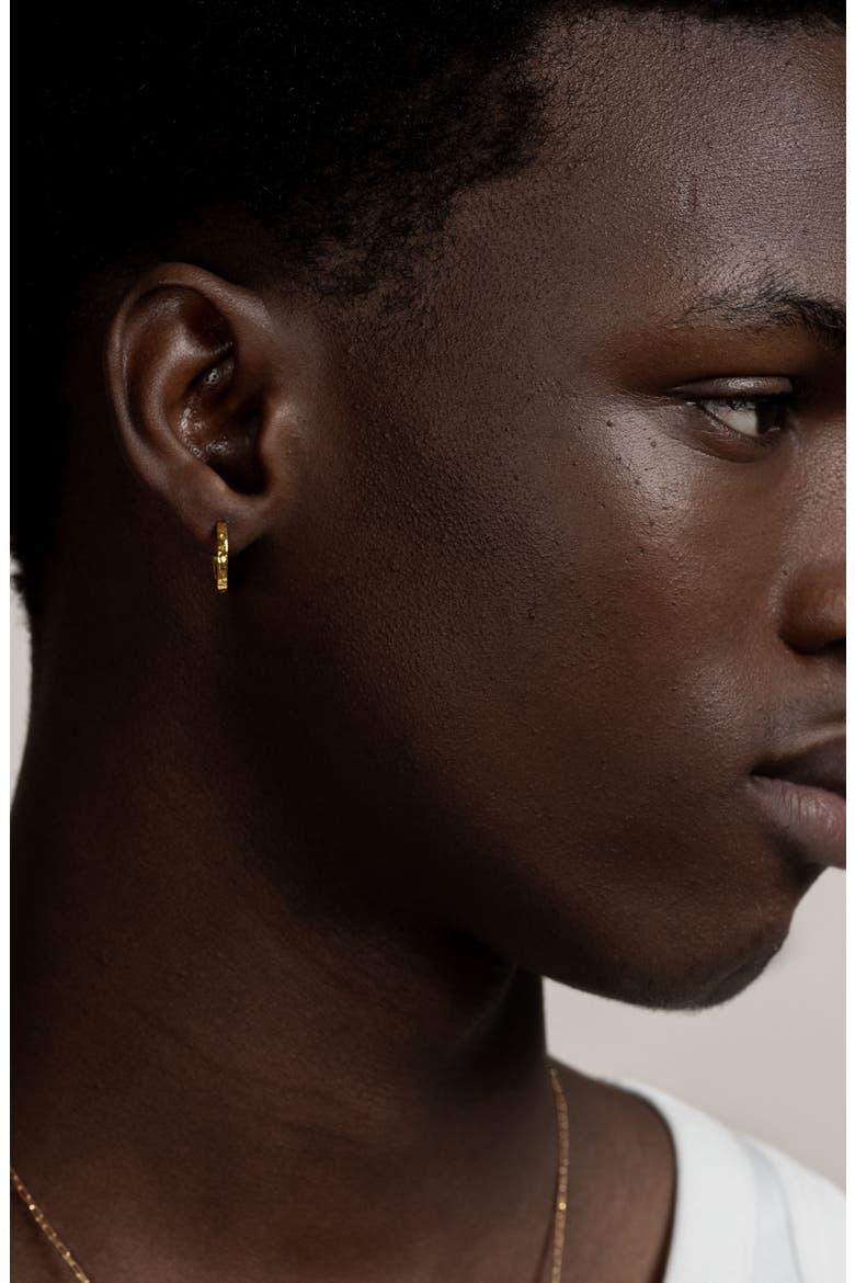 Men's Medium Hammered Nomad Huggie Hoops, Alternate, color, Yellow Gold Vermeil