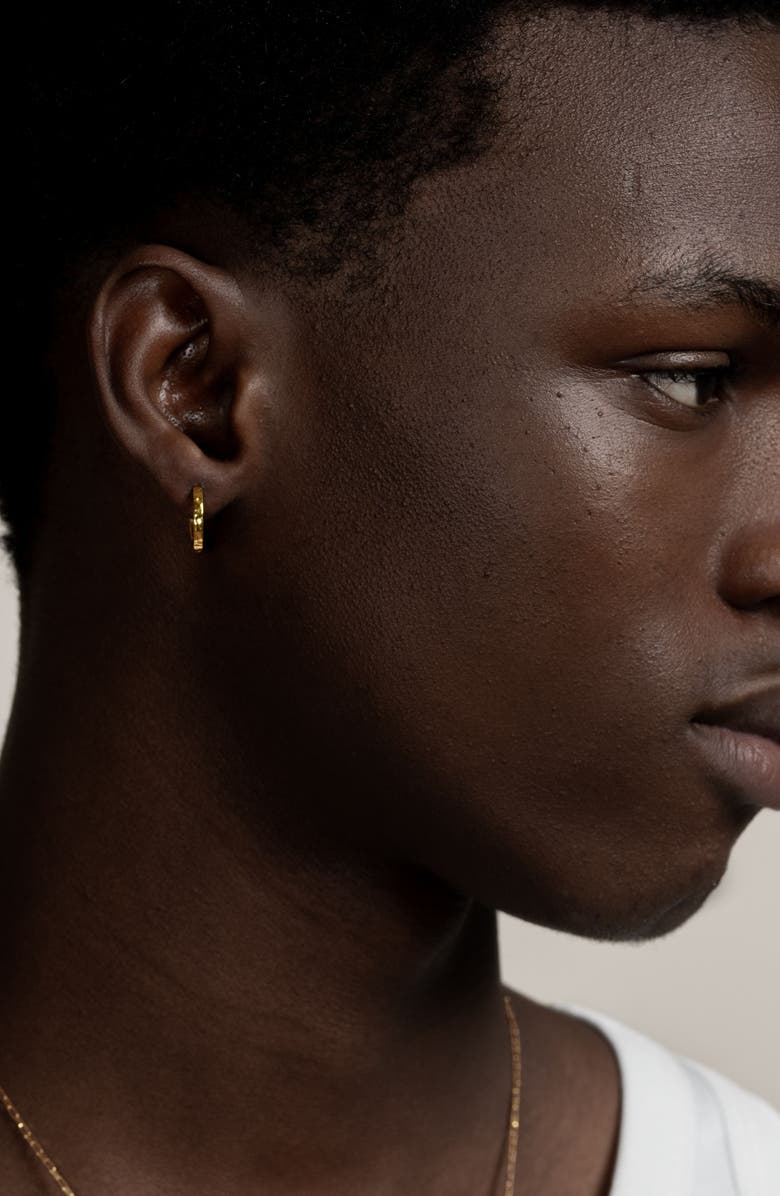 Dower & Hall Men's Medium Hammered Nomad Huggie Hoops, Alternate, color, Yellow Gold Vermeil