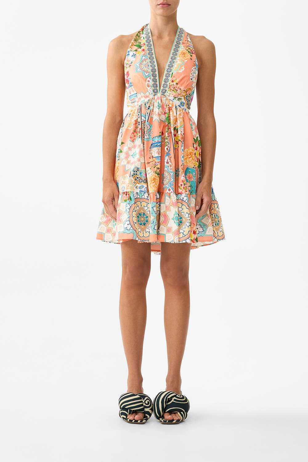 Ruffle Hem Halter Short Dress