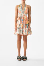 Camilla Ruffle Hem Halter Short Dress