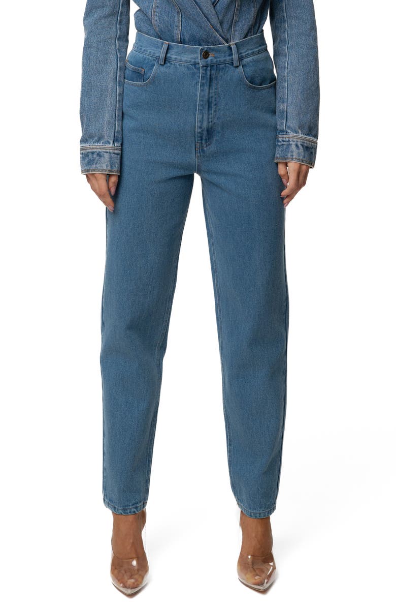 JLUXLABEL Roesia Tapered Leg Jeans, Main, color, Denim