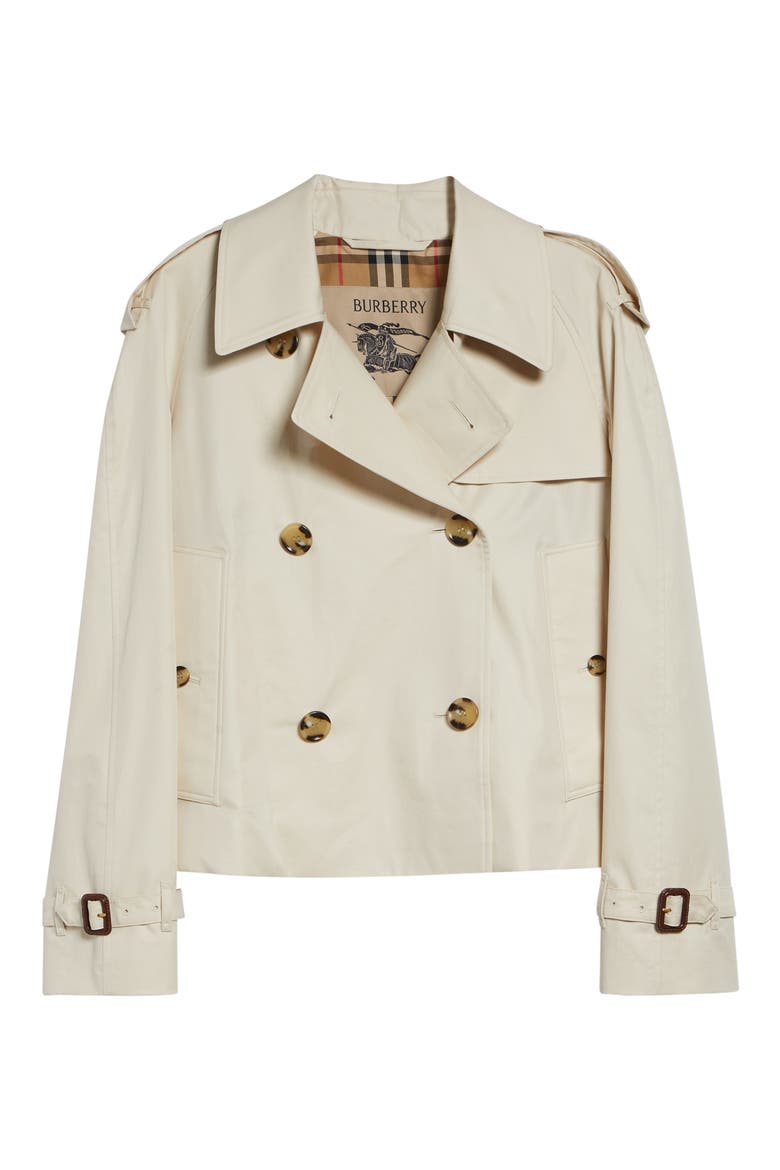 Haltye Cotton Gabardine Crop Trench Jacket, Alternate, color, CLAM BEIGE