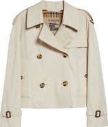 Burberry Haltye Cotton Gabardine Crop Trench Jacket