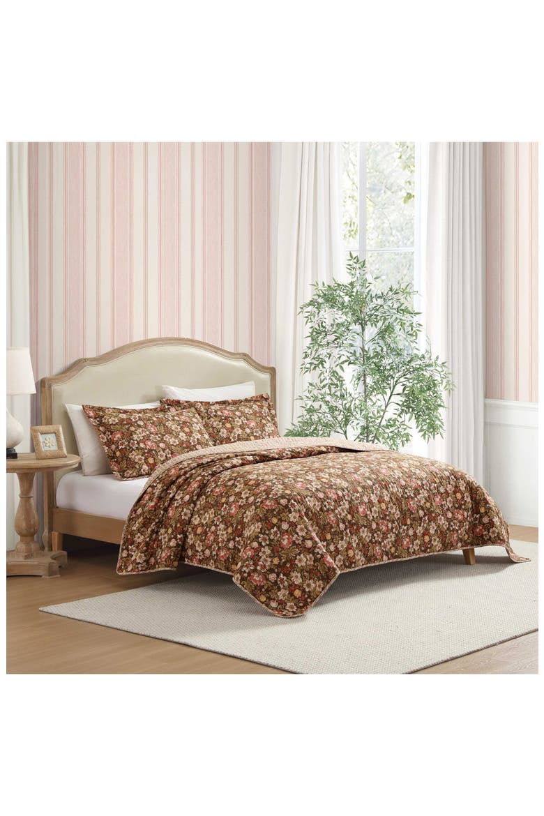 Cotton 3-Piece Comforter & Sham Quilt Set, Alternate, color, SMOKE BROWN