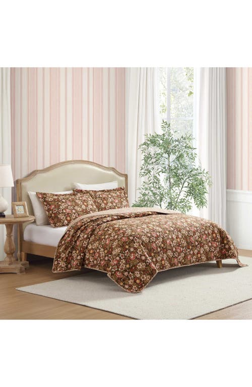 Laura Ashley 3-piece Comforter & Sham Quilt Set In Smoke Brown