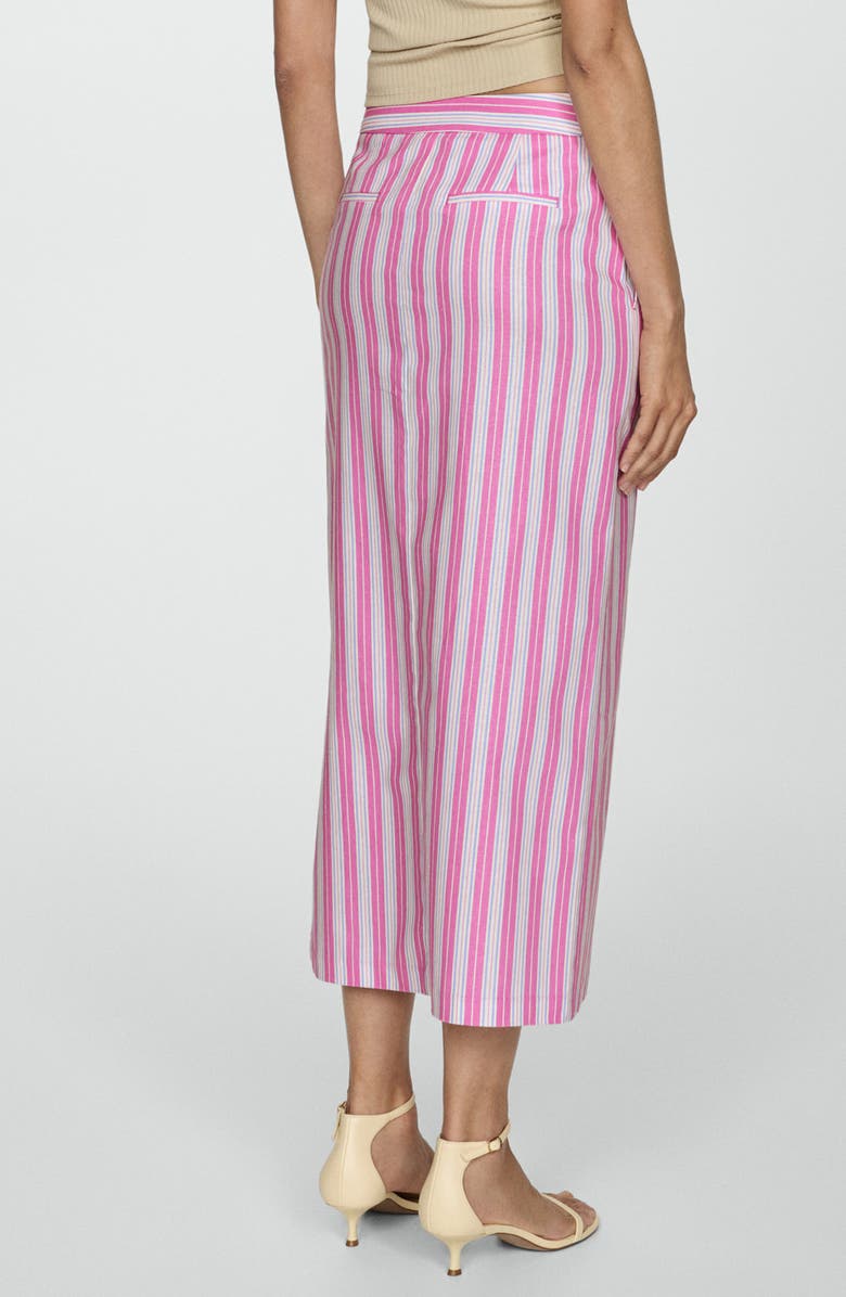MANGO Capri Mixed Stripe Ramie & Cotton Skirt, Alternate, color, Pink