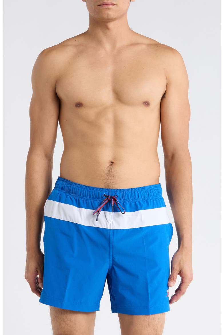 Colorblock Volley Swim Trunks, Main, color, BLUE