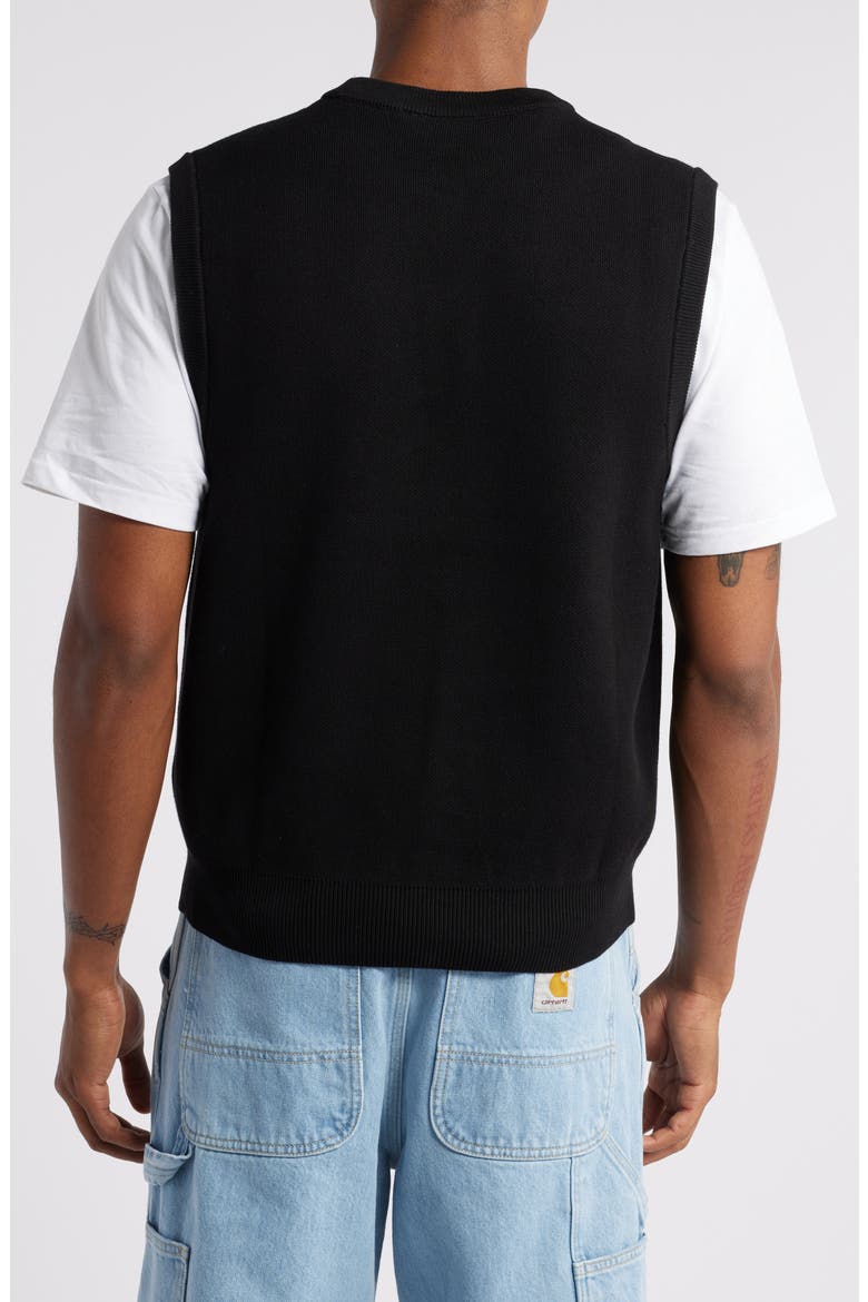 Logo Embroidered Cotton Sweater Vest, Alternate, color, BLACK / WHITE