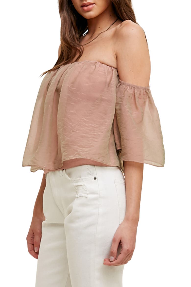Off the Shoulder Organza Top, Alternate, color, ROSE