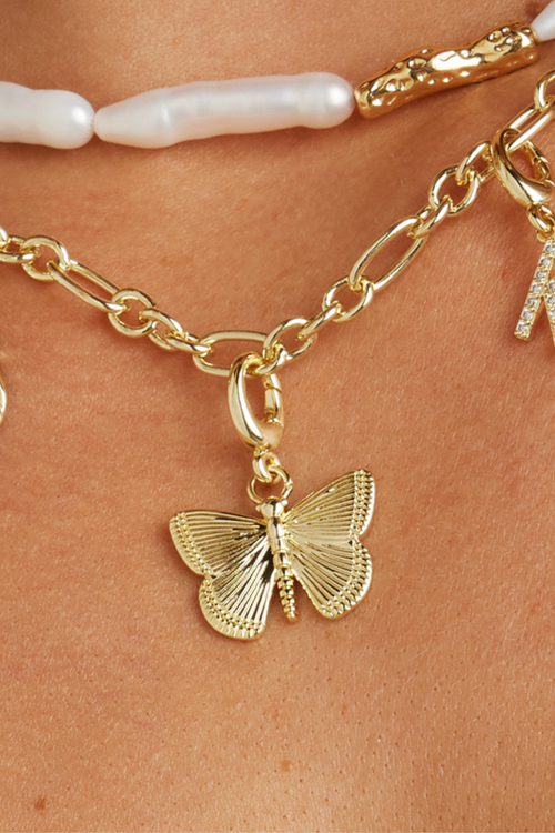 Untamed Petals Butterfly Charm In Gold