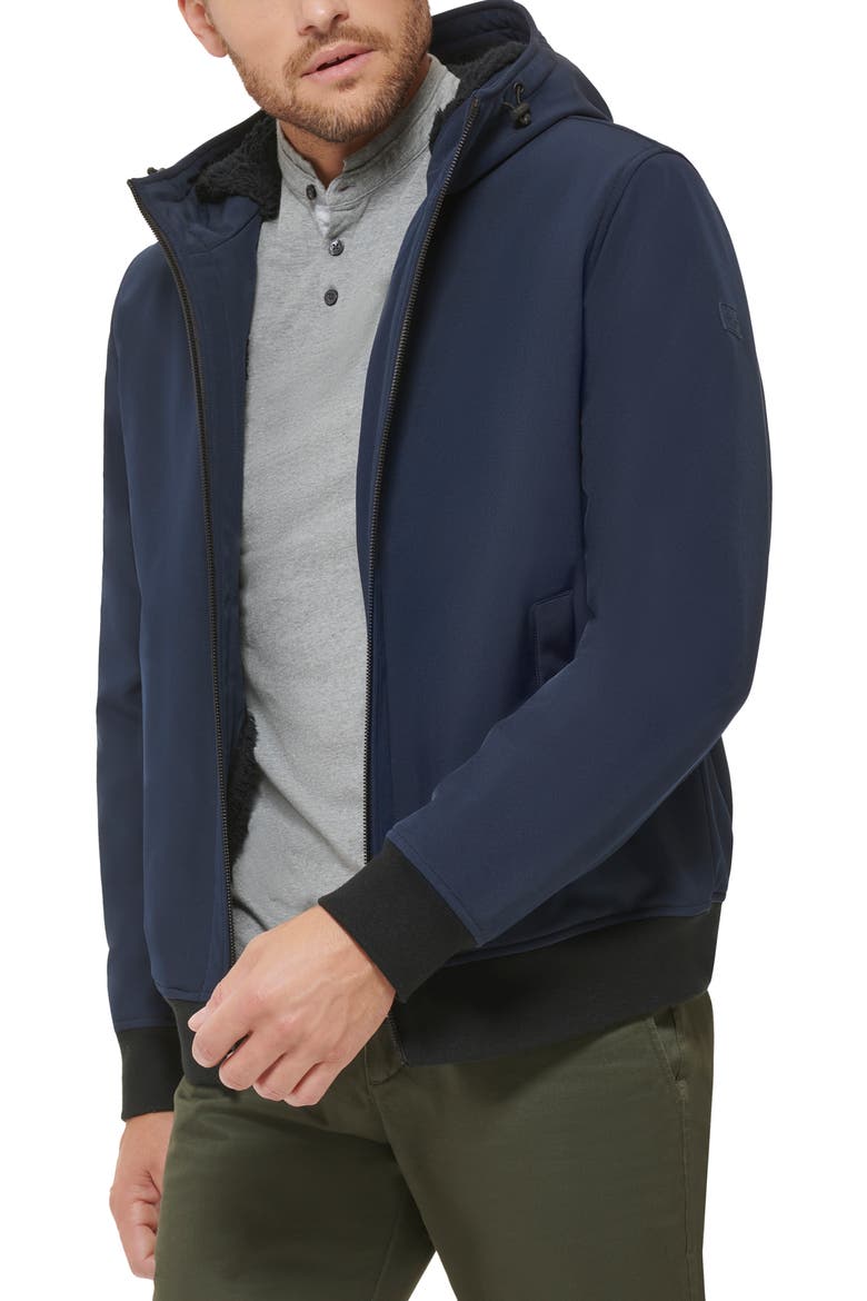 Softshell Faux Shearling Lined Hoodie, Alternate, color, NAVY