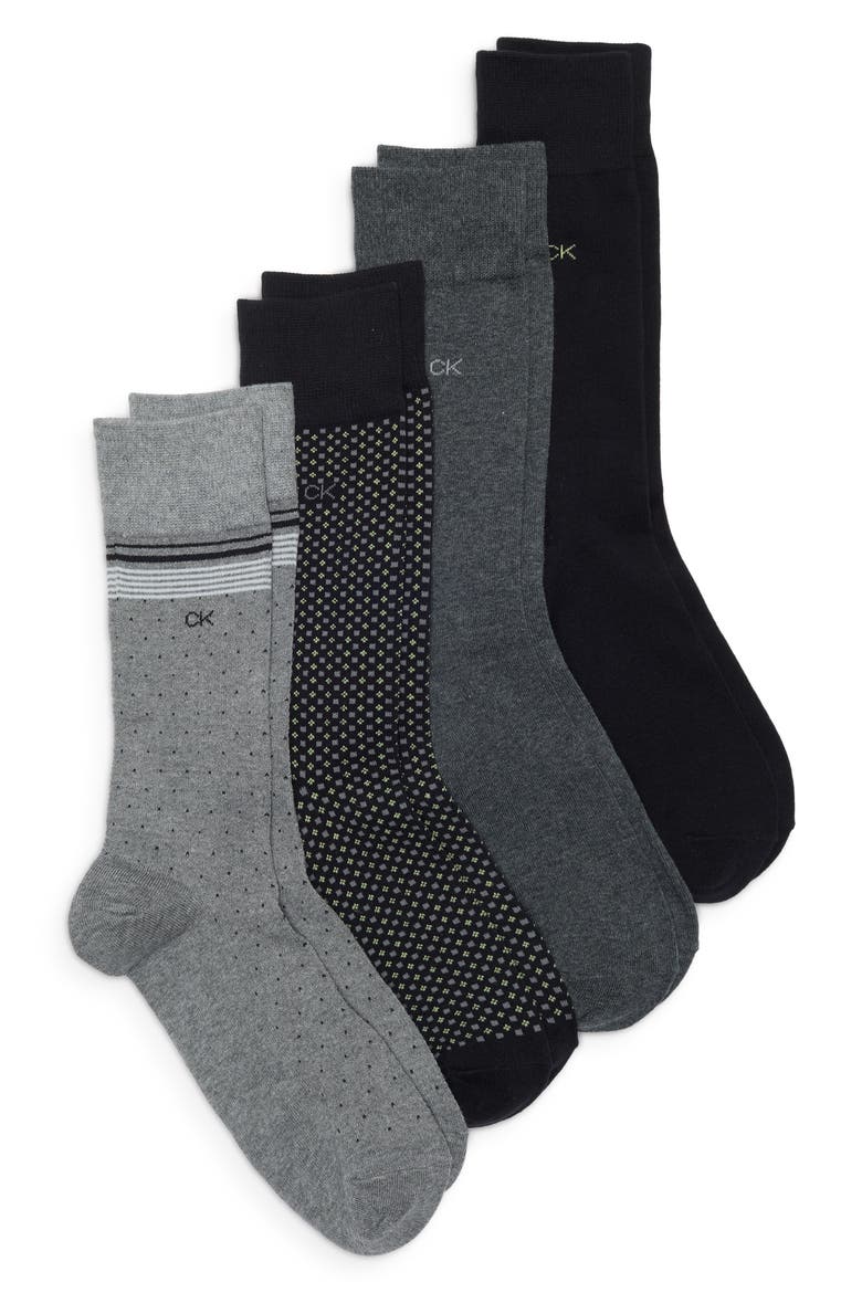 4-Pack Assorted Dress Socks, Main, color, BLACK
