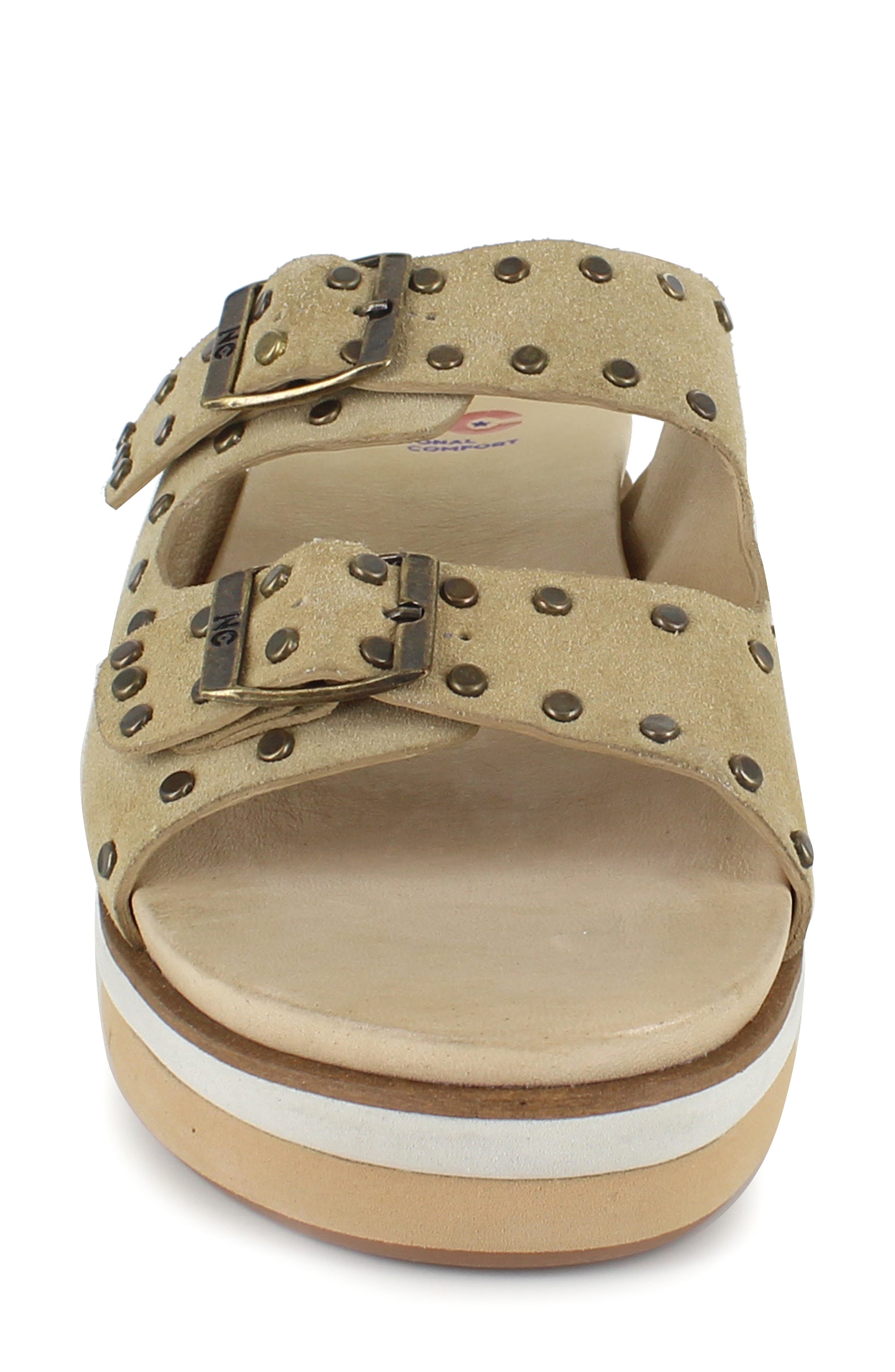 Kynna Studded Platform Slide Sandal, Alternate, color, TAN LEATHER