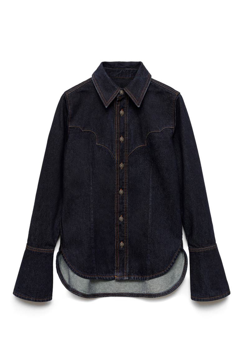 Western Denim Button-Up Shirt, Alternate, color, OPEN BLUE