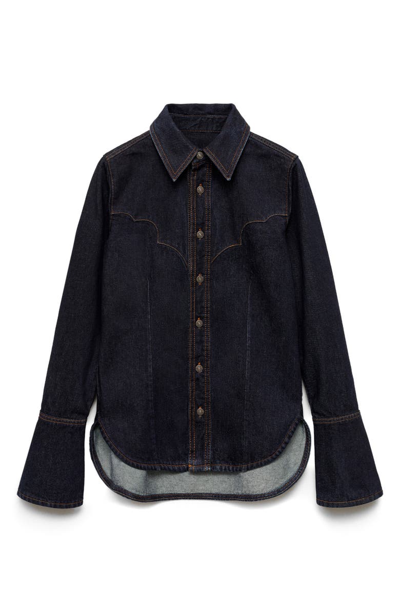 MANGO Western Denim Button-Up Shirt, Alternate, color,