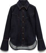 MANGO Western Denim Button-Up Shirt