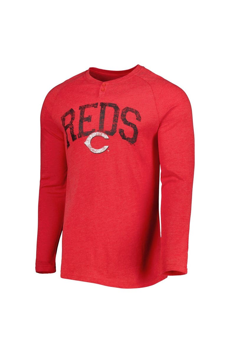 CONCEPTS SPORT Men's Concepts Sport Heather Red Cincinnati Reds Inertia Raglan Long Sleeve Henley T-Shirt, Alternate, color, 