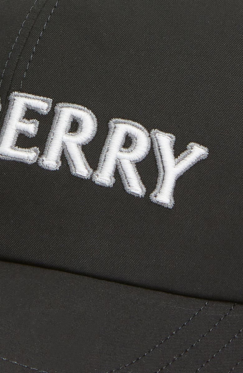 Burberry Embroidered Logo Cotton Gabardine Baseball Cap, Alternate, color, Black