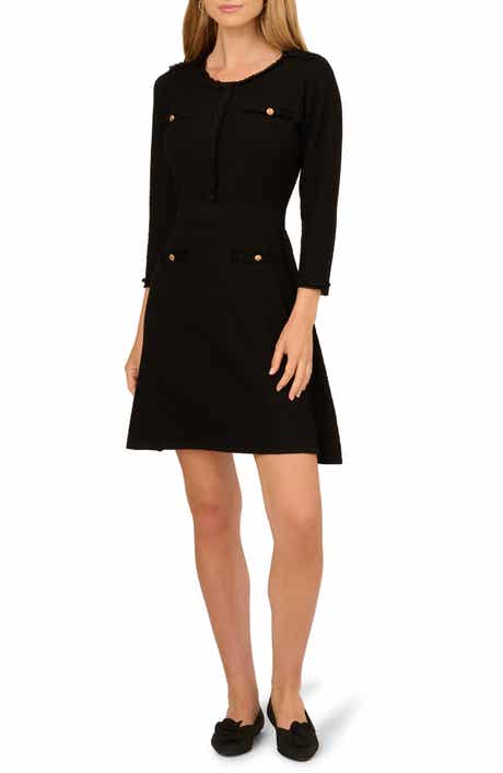 Adrianna Papell Waffle Knit Three-Quarter Sleeve Minidress
