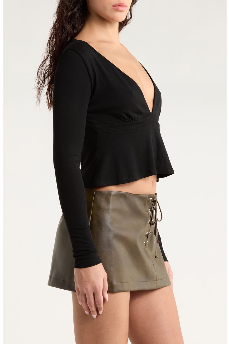 Charlie Deep V Crop Top, Alternate, color, BLACK
