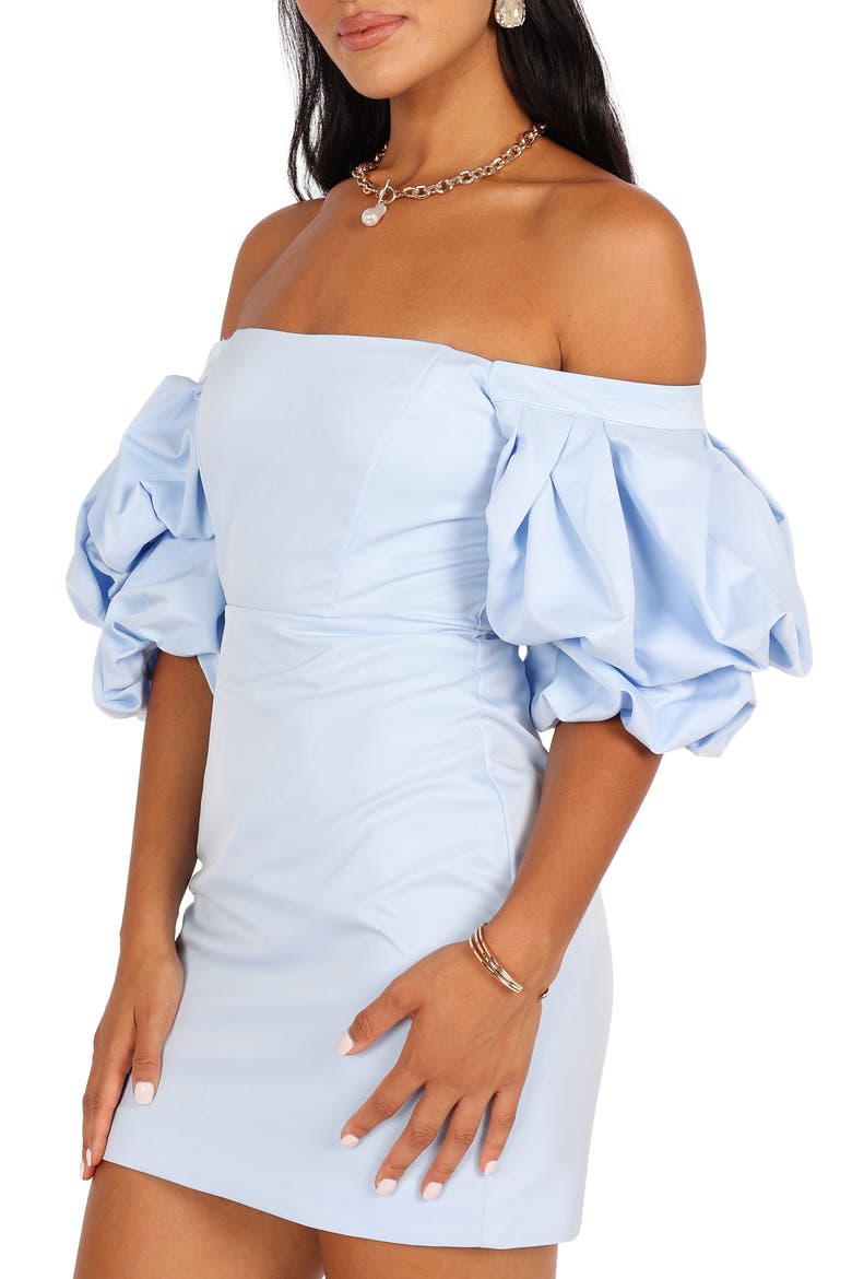 Fern Off the Shoulder Puff Sleeve Minidress, Alternate, color, ICY BLUE
