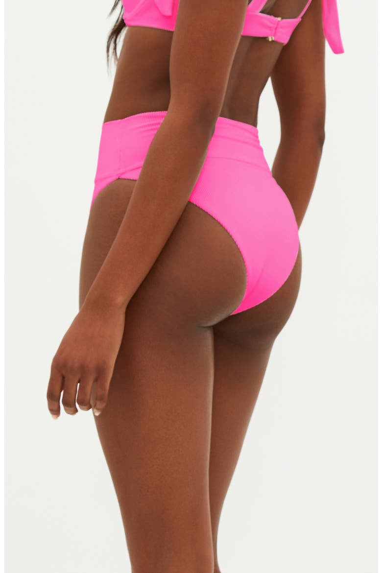 Highway High Waist Bikini Bottoms, Alternate, color, NEON PINK