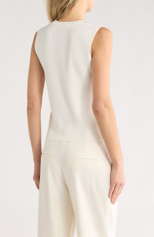 Adrianna Papell Faux Pearl & Rhinestone Collar Sleeveless Sweater In Neutral