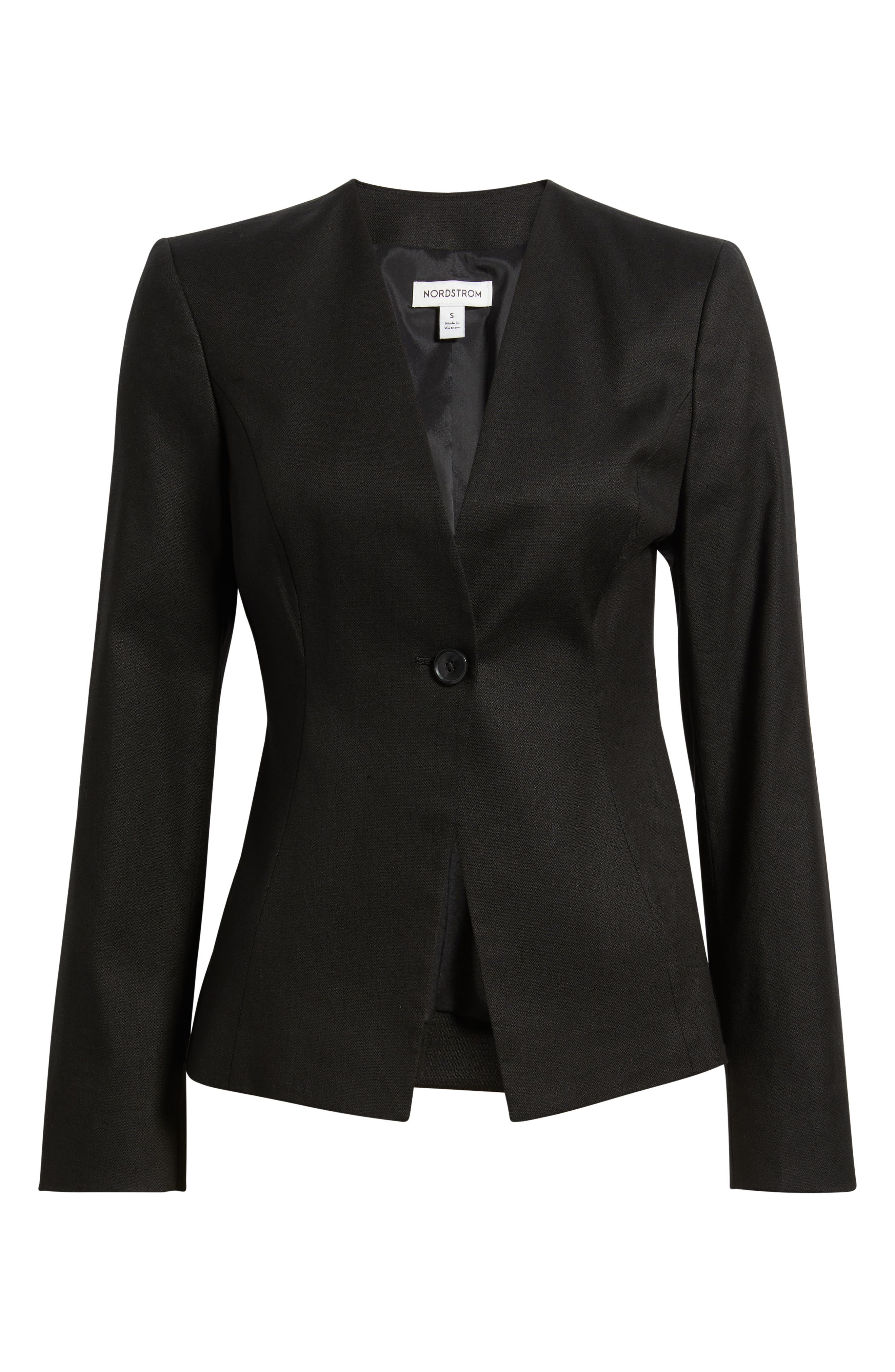 Женские Nordstrom Linen Blend One-Button Blazer — фото 7