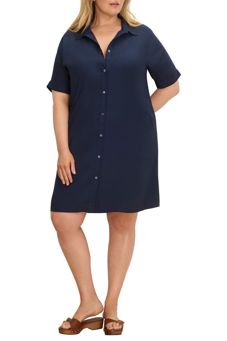 Devon Short Sleeve Shirtdress, Main, color, DARK INDIGO