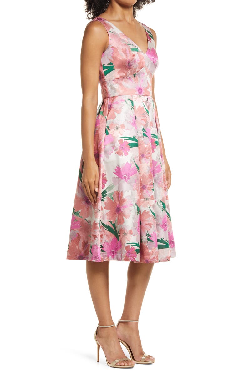 Eliza J Floral Sleeveless Fit & Flare Dress, Alternate, color, 