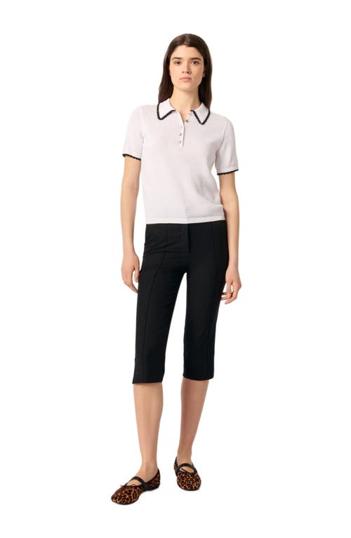 Maje Pointelle Knit Crochet Polo Shirt In Multi