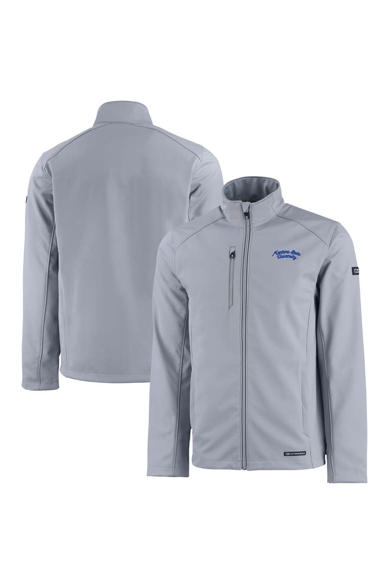Men's Cutter & Buck  Gray Montana State Bobcats Vault Evoke Eco Softshell Recycled Full-Zip Jacket, Alternate, color, Gray