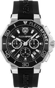 PLEIN SPORT Titan Three Hand Quartz Silicone Strap Watch, 46mm