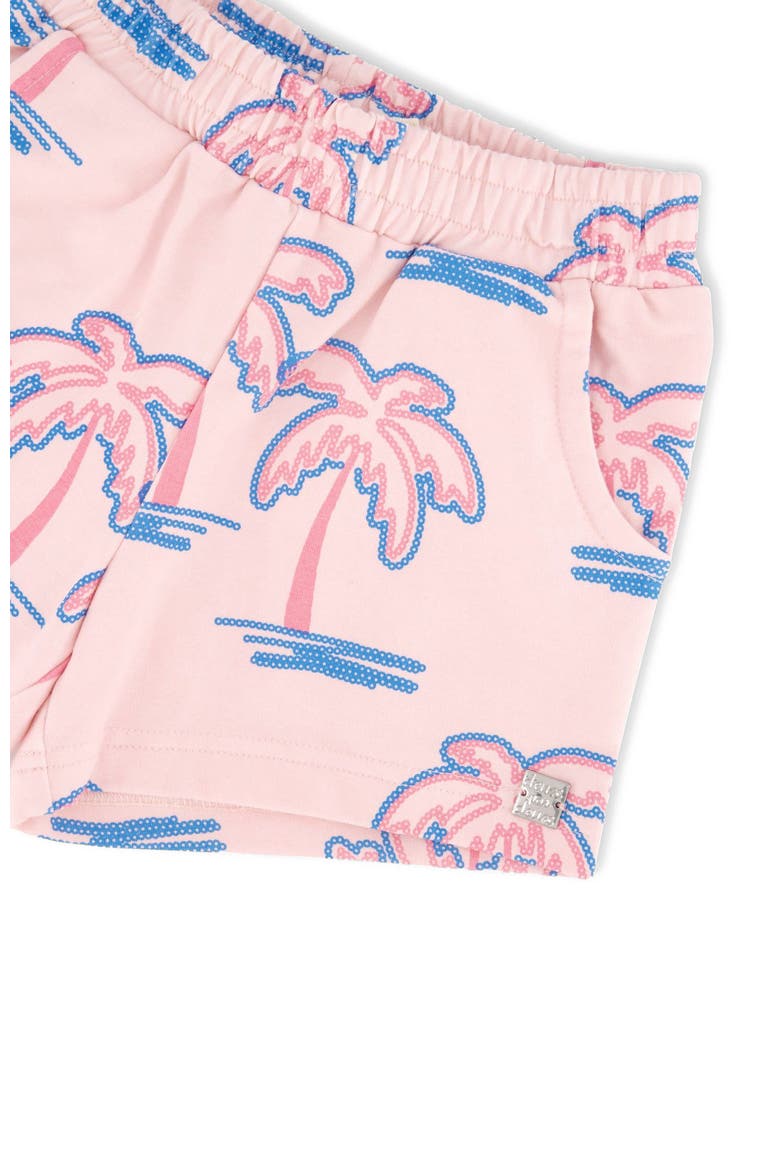 French Terry Straight Cut Palm Shorts, Alternate, color, Light Pink Palm Print