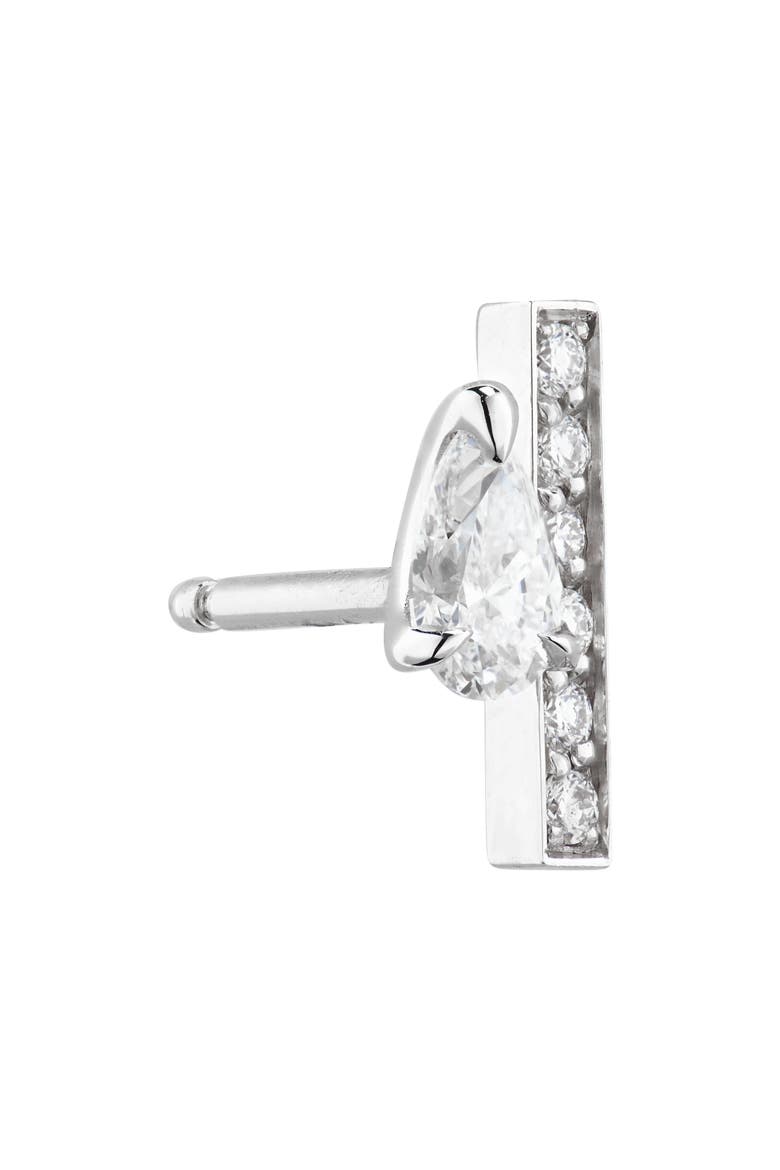 Serti sur Vide Diamond Single Stud Earring, Alternate, color, WHITE GOLD