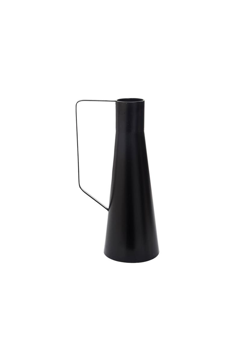 Foreside Home and Garden Black Modern Metal Decorative Vase, Main, color, Black