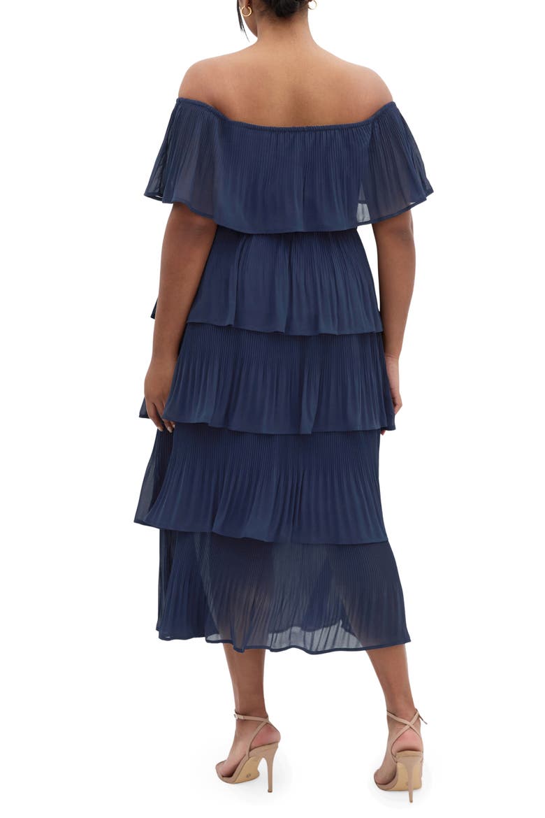Night Garden Pleated Tiered Maxi Dress, Alternate, color, NAVY