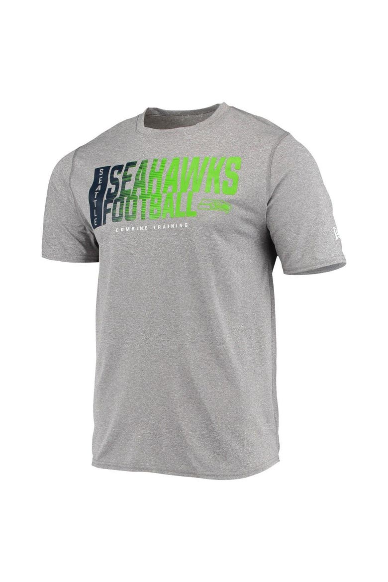 Men's New Era Heathered Gray Seattle Seahawks Combine Authentic Game On T-Shirt, Alternate, color, Heather Gray