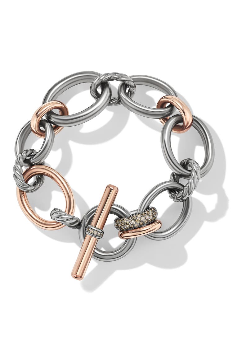 Mercer Mélange Mixed Metal Link Bracelet, Main, color, STERLING SILVER/ 18K ROSE GOLD